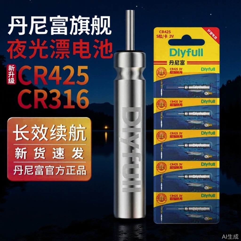 丹尼富 电池正品 电子漂电池批发 cr425夜光漂电池批发 鱼漂电子