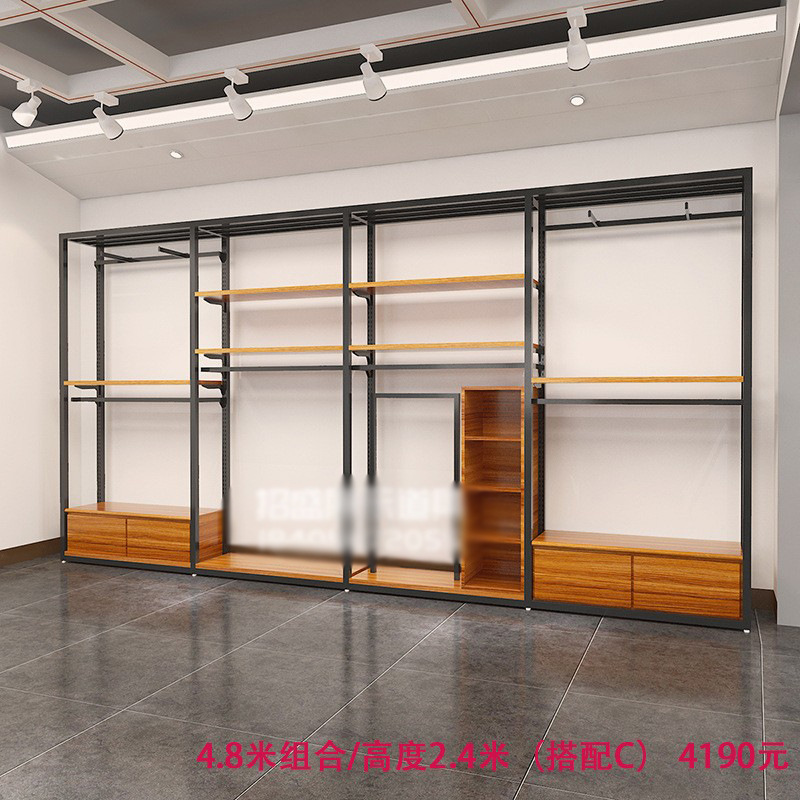 Tienda de ropa de alta gama soporte de exhibición estante de los hombres vitrina de piso negocio casual hombres tienda de ropa colgando estante