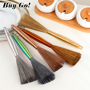 304 Stainless Steel Household Hangable Pot Brush Kitchen Long Handle Iron Pot Brush Pot Cleaning Brush