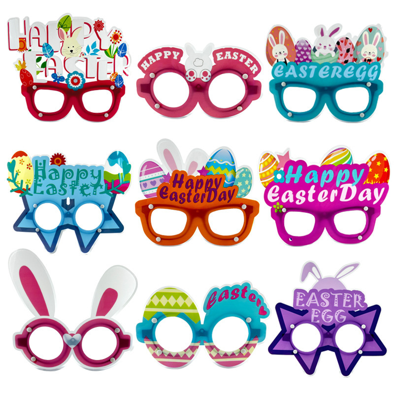 Cross-border new Easter cartoon rabbit egg PVC children's party holiday decoration photo props glasses frame