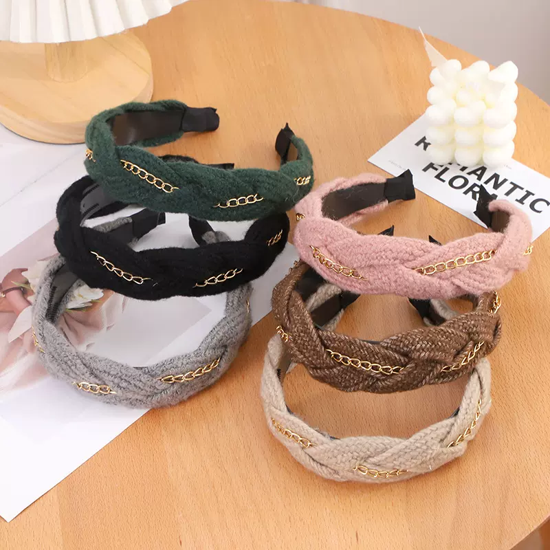 秋冬季复古发箍女网红宽边麻花编织头箍发卡女生外出束发装饰发箍
