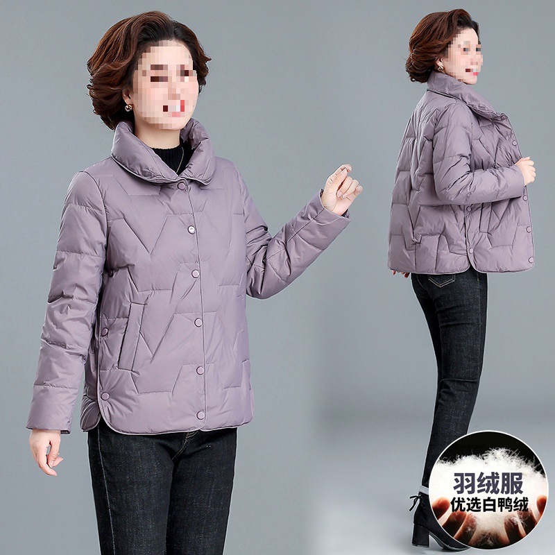 妈妈羽绒服中年短款小棉袄洋气新款加肥加大码中老年女秋冬装外套