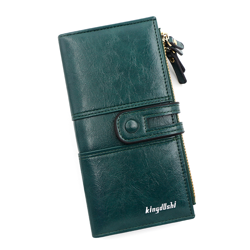 Nueva billetera larga de las mujeres de moda simple estilo coreano de gran capacidad hebilla cremallera bolsa de embrague multi-Tarjeta billetera