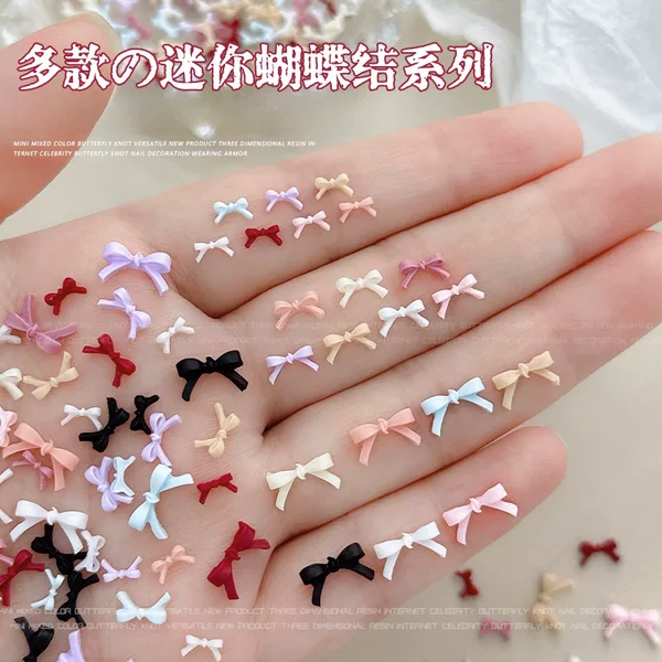 nail accessories mini bow nail accessories streamer bow tie resin hairpin diy nail accessories internet celebrity