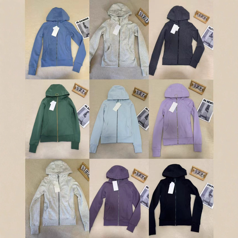 Y-Label Lulu Scuba Style Sports Yoga Sweatshirt Slim Fit Hooded Cardigan Jacket for Women with Fleece Lining for Warmth