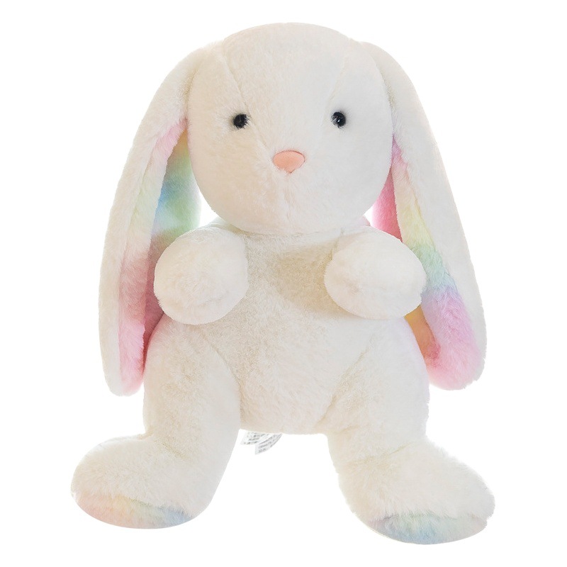 Wolula-muñeco de peluche de conejo súper suave, orejas largas, muñeco de conejo arcoíris, almohada, regalo de cumpleaños, venta al por mayor