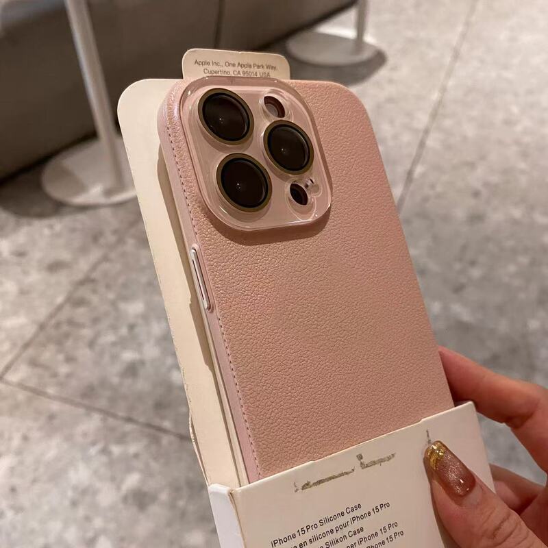High-End Pebbled Pattern with Lens Film Suitable for Iphone16Promax Apple 15 Mobile Phone Case 14 New Style 13 Women High-End Pebbled Pattern with Lens Film Suitable for Iphone16Promax Apple 15 Mobile Phone Case 14 New Style 13 Women