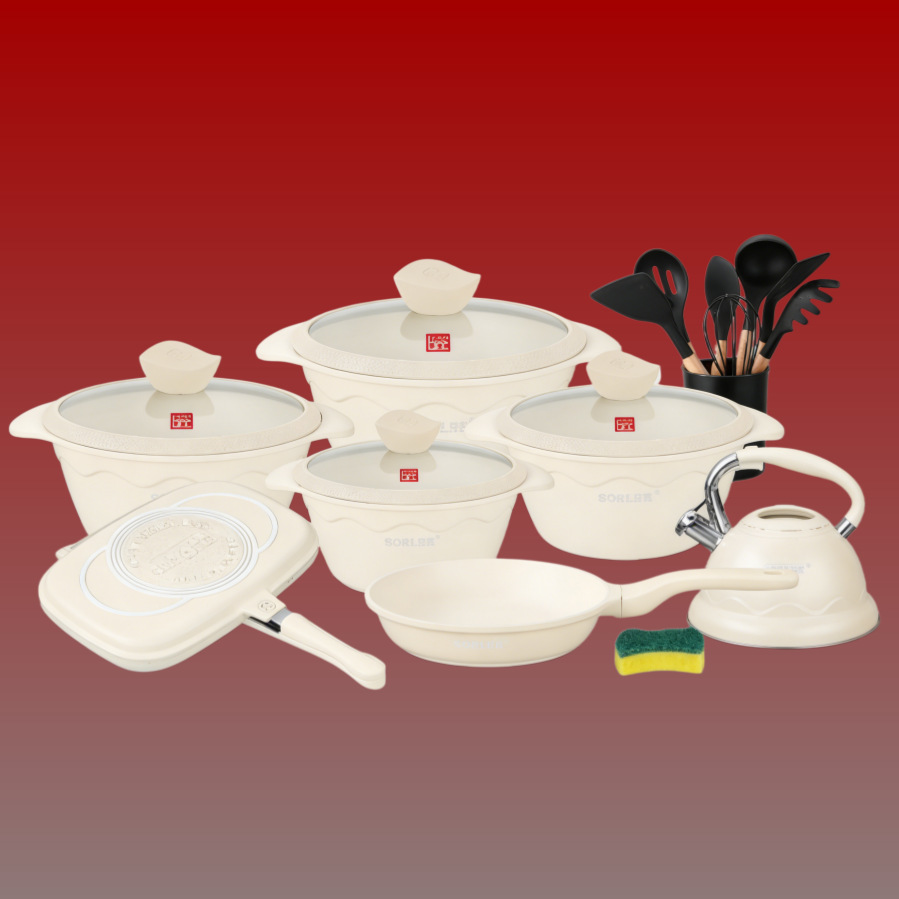 UCC LIFE Lotus 21pcs mármol aluminio fundido a presión no pegajoso aluminio jarro linterna UC3421