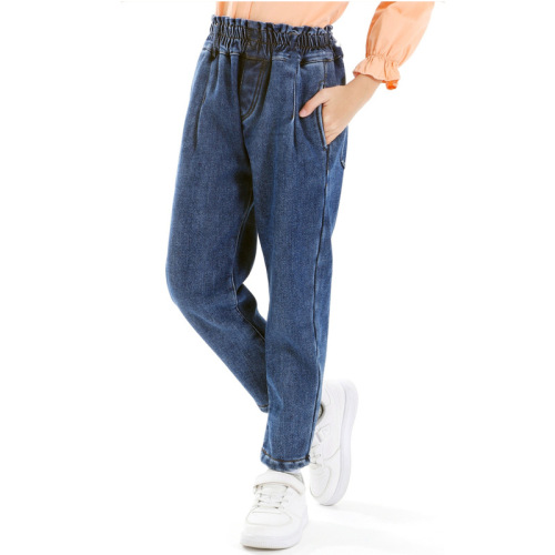 Girls' jeans, velvet and thickened, new autumn and winter, big and small children, girls and children's warm long pants