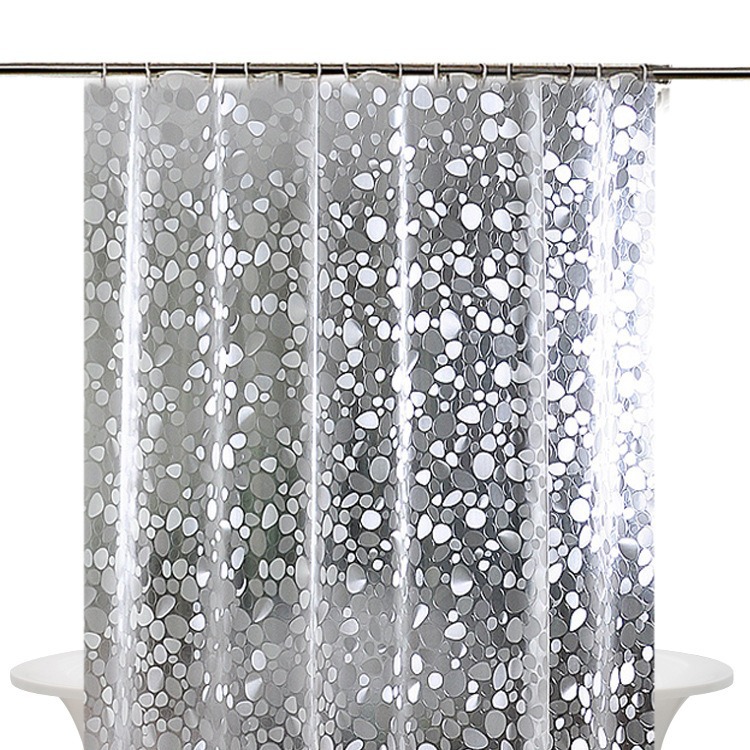 3D water cube shower curtain silk pattern waterproof bathroom partition curtain pebble curtain