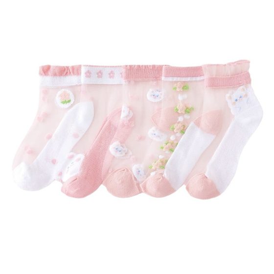 Children's Ice Silk Stockings Women's Summer Thin Mesh Breathable Socks Non-Pure Cotton Crystal Socks Women's Baby's Glass Silk Socks