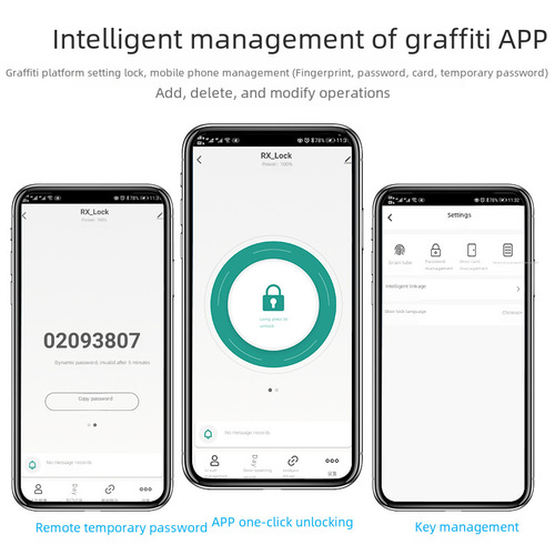 Old-fashioned iron gate with remote-controlled fingerprint and password smart lock, anti-graffiti universal remote door lock, ox-head fingerprint lock smart lock