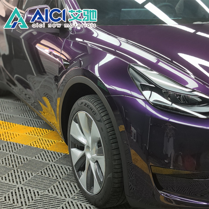 TPU metallic midnight purple to deep black-purple gradient color changing film, heat-repairable, resistant to stone impacts, easy to apply, no edge lifting