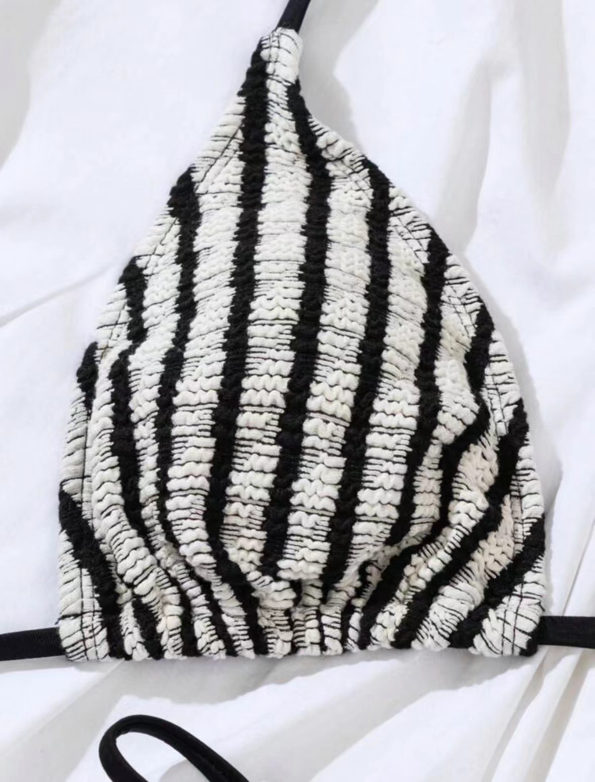 Damen Bikini Set In Streifenoptik Weiche Frottee Badebekleidung_voghion.com