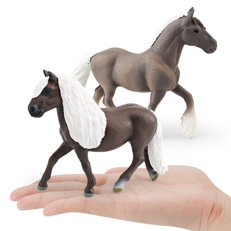 Bosque negro caballo flor punto hembra caballo decoración adornos estáticos Simulación transfronteriza bosque animal modelo de caballo cognición infantil