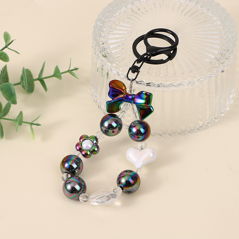 Japón y Corea del Sur color ins hecho a mano con cuentas flor llavero cordón de muñeca macaron color pétalo cordón de teléfono móvil en stock