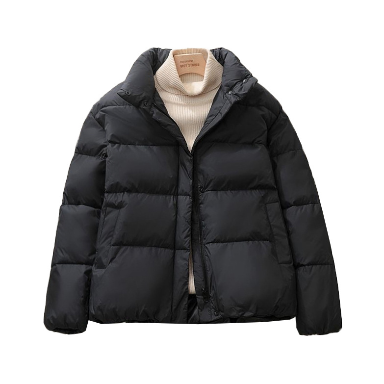 Women's Down Coat Winter Cotton Jacket Standing Collar Loose Fit_voghion.com