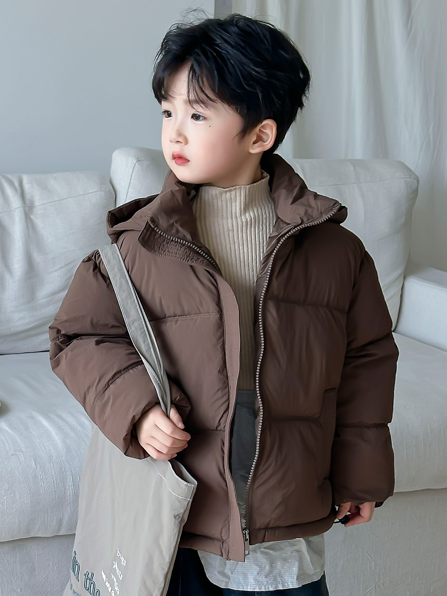 Ropa de algodón para niños ropa de invierno bebé cremallera chaqueta de pan abrigo caliente para hombres y mujeres niñas con capuzas gruesas chaqueta de algodón corta transfronteriza