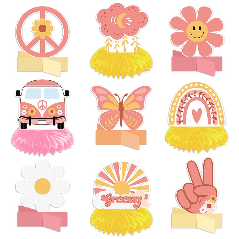 Nuevo Dos Groovy hippie bohemio fiesta de cumpleaños tema cumpleaños bandera Margarita pastel