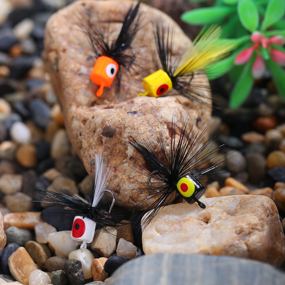 Mosca mosca gancho flotante agua Luya cebo traje superficie del agua serie volar ola escalada biónico pluma gancho pesca con mosca Bass rebordear trucha