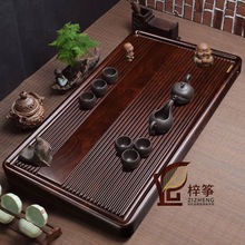 紫砂黑檀木茶盘家用茶托整块实木茶台大小号茶海功夫茶具简约托盘