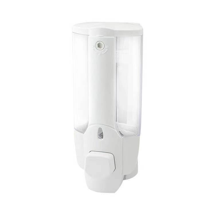 En stock suministro dos en uno dispensador de jabón de prensa dispensador de jabón manual de gel de ducha de champú de gran capacidad