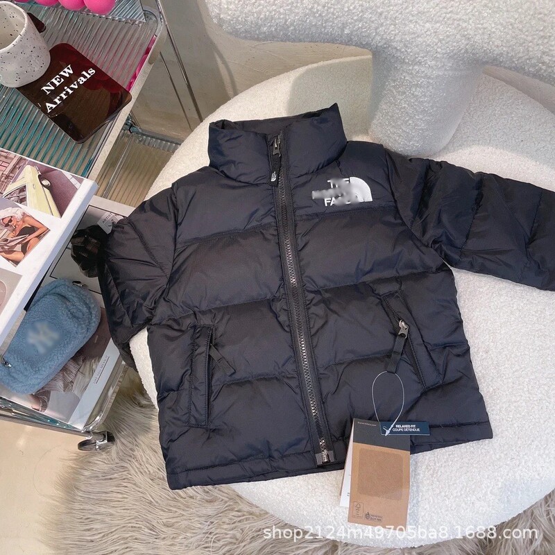 North Face Children's down Jacket High Version Tnf American Version Thickened Warm White Duck down Stand Collar Outerwear for Boys and Girls