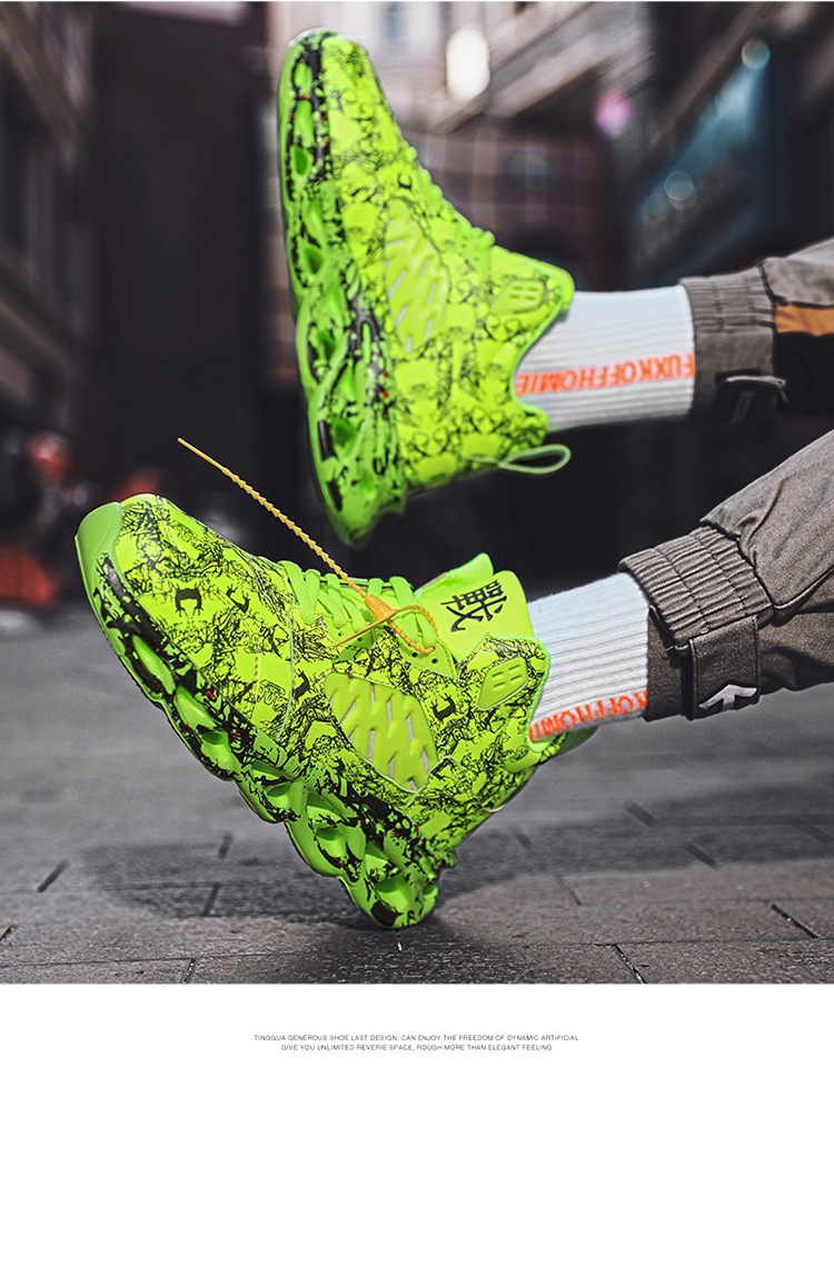 Esportes e lazer masculinos de inverno, tênis de corrida de basquete de cano alto para estudantes, tamanho grande_voghion.com