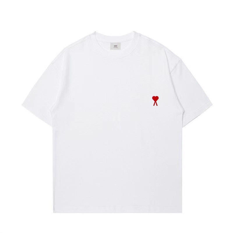 Ami&Eanm Correct Version of Classic Small Heart Embroidered Short-Sleeved T-Shirt Men's Summer Trendy Brand Loose Casual Versatile T-Shirt Ami&Eanm Correct Version of Classic Small Heart Embroidered Short-Sleeved T-Shirt Men's Summer Trendy Brand Loose Casual Versatile T-Shirt