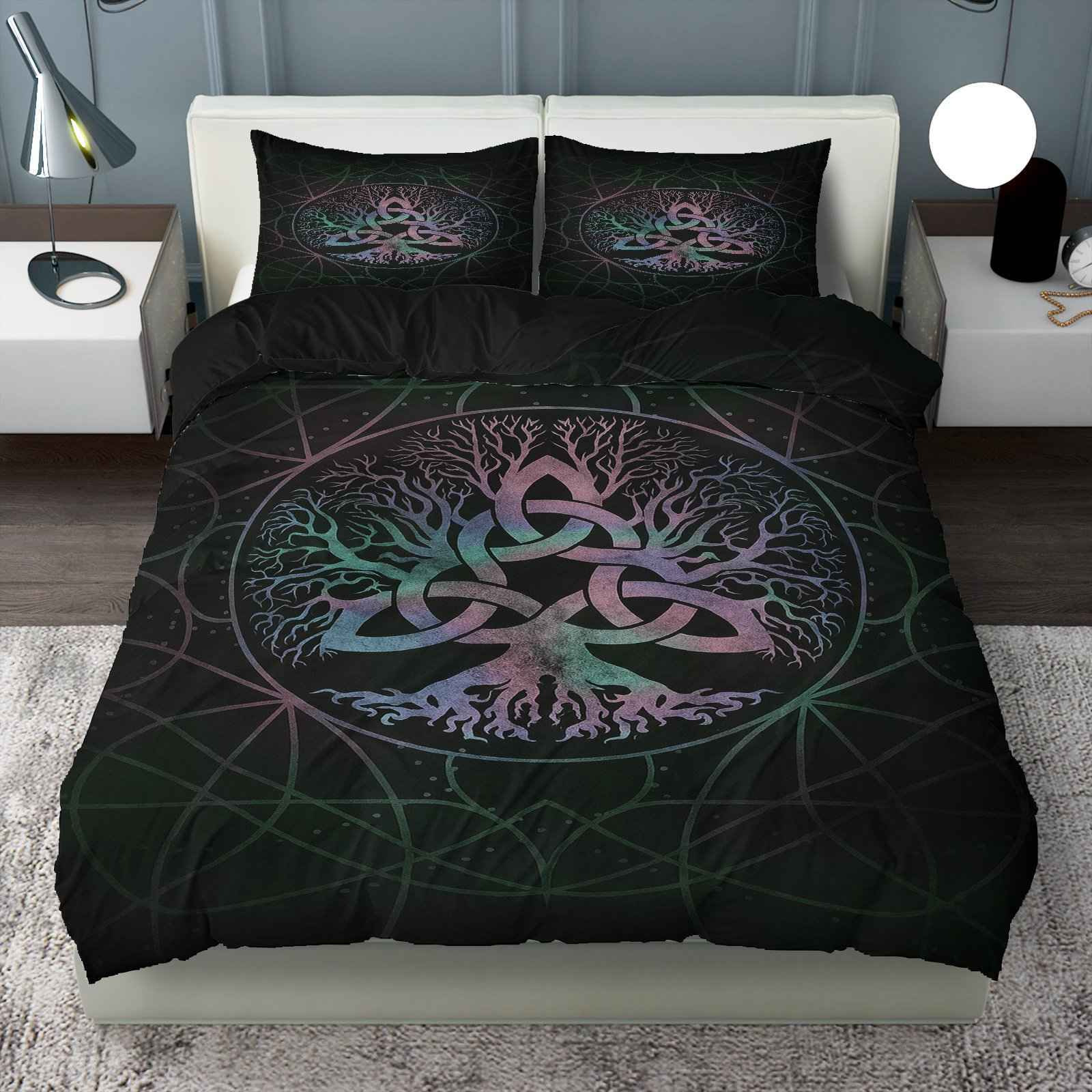 TEMU / JIT Fantasía Celtic Nudo Life Tree Moist Print Digital Kit de colcha de tela para el hogar