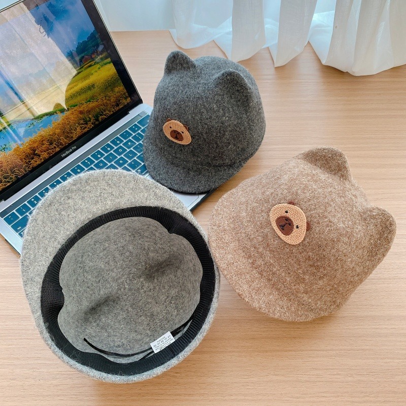 Sombreros de primavera y otoño para bebés de estilo británico, sombreros de lengua de pato para bebés de lana caliente, sombreros de caballo de invierno para niños y niñas, sombreros caballeros