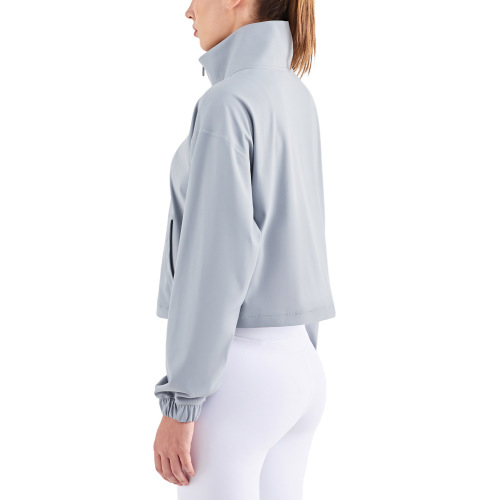 Cross-border new medium-strength thickened fitness clothes for women half-zip long-sleeved loose tops with pockets outdoor sports jackets