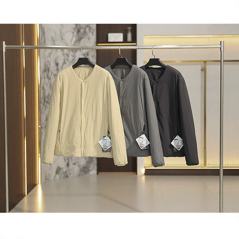 Lightweight and Warm, Filled with Sheep Wool, Autumn and Winter Men's Collarless Solid Color Versatile Loose Cotton Jacket Lightweight and Warm, Filled with Sheep Wool, Autumn and Winter Men's Collarless Solid Color Versatile Loose Cotton Jacket