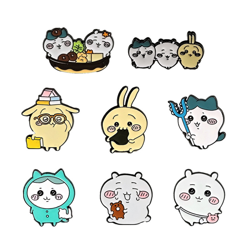 Cartoon Usagi Metal Brooch Cute Chiikawa Hachiko Badge Creative Bag Collection Accessory Cartoon Usagi Metal Brooch Cute Chiikawa Hachiko Badge Creative Bag Collection Accessory