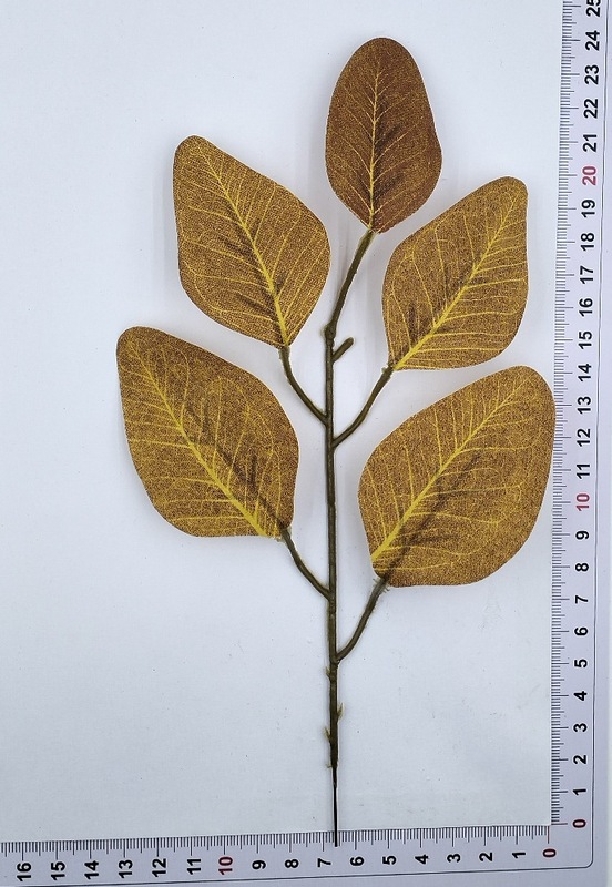 メーカー卸売りシミュレーション葉ユーカリ葉五叉シルク印刷葉鉄線付き枝飾り部品|undefined