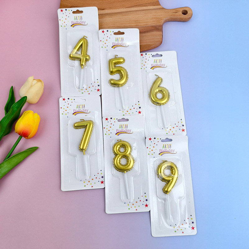 Nuevos productos de oro velas digitales modelado globos empaquetado por separado vela feliz cumpleaños pastel de cumpleaños vela digital