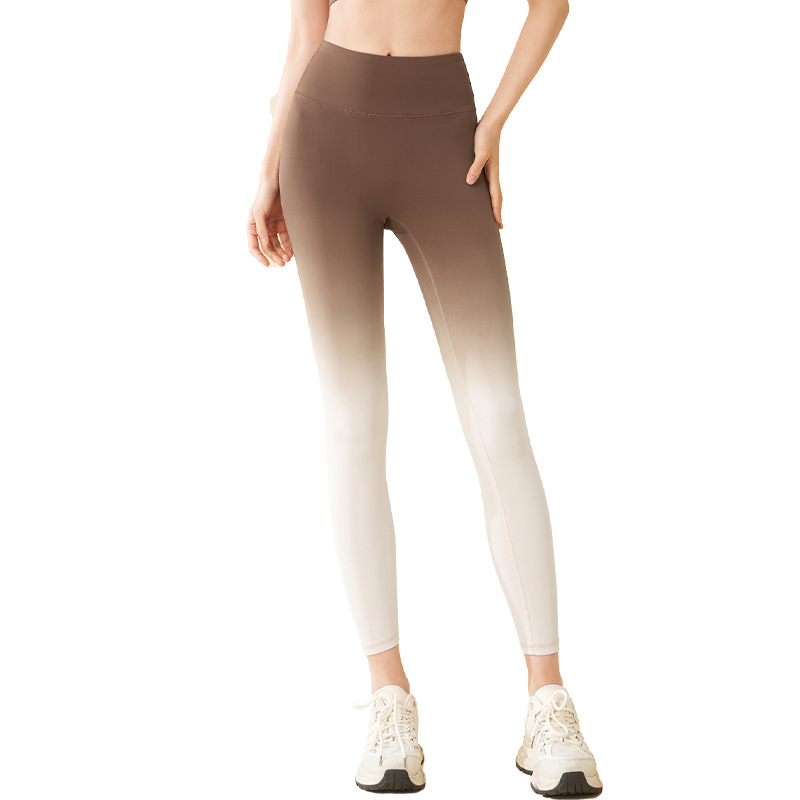 Juyitang lycra gradiente pantalones de yoga cintura alta cadera levantamiento vientre contracción alta elástica formando nube sensación sin vergüenza línea fitness pantalones para mujeres