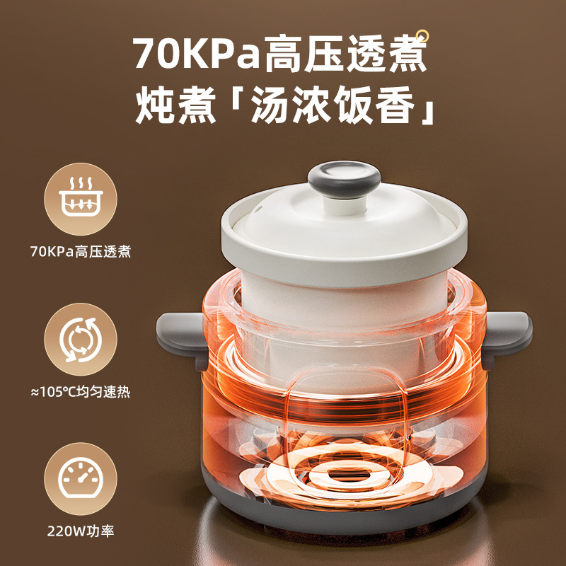 Электрический керамический горшок Xinchuyi TF-02218B, 1.8 л, серый