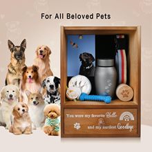 新款木制宠物骨灰盒带抽屉宠物玩具牵引绳收纳盒可放照片猫狗纪念