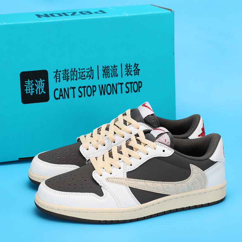[Pu'Ian Factory] Aj Men's Shoes Low-Top Reverse Mocha Barb Fujiwara Hiroshi Barb Shoes Aj1 Women's Sneakers