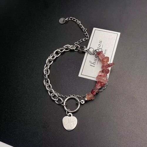New irregular bracelet blue pink stone love string splicing personality temperament niche creative trendy jewelry
