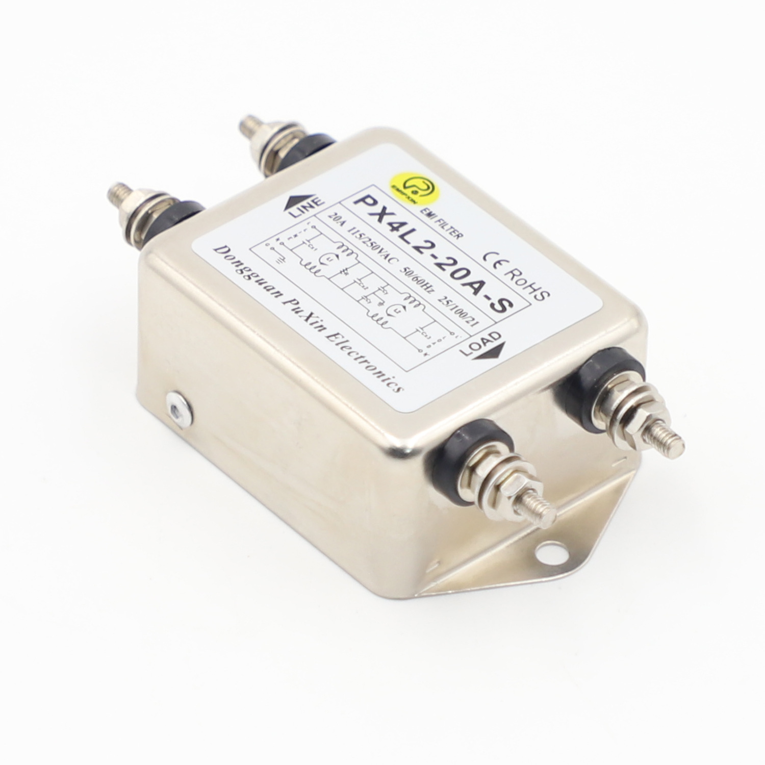 普鑫EMIPXIN滤波器双级PX4L2-20A-S宽频高磁导率锁螺丝电源滤波器