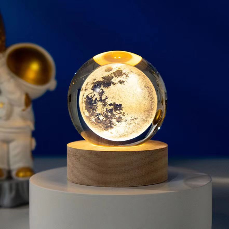 星空宇航员白水晶球发光3d内雕小夜灯桌面摆件七夕情人节礼纪念物 - 6