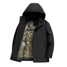 2025冬爸爸装可拆卸内胆白鸭绒羽绒服外套连帽拉链开衫中老年男装