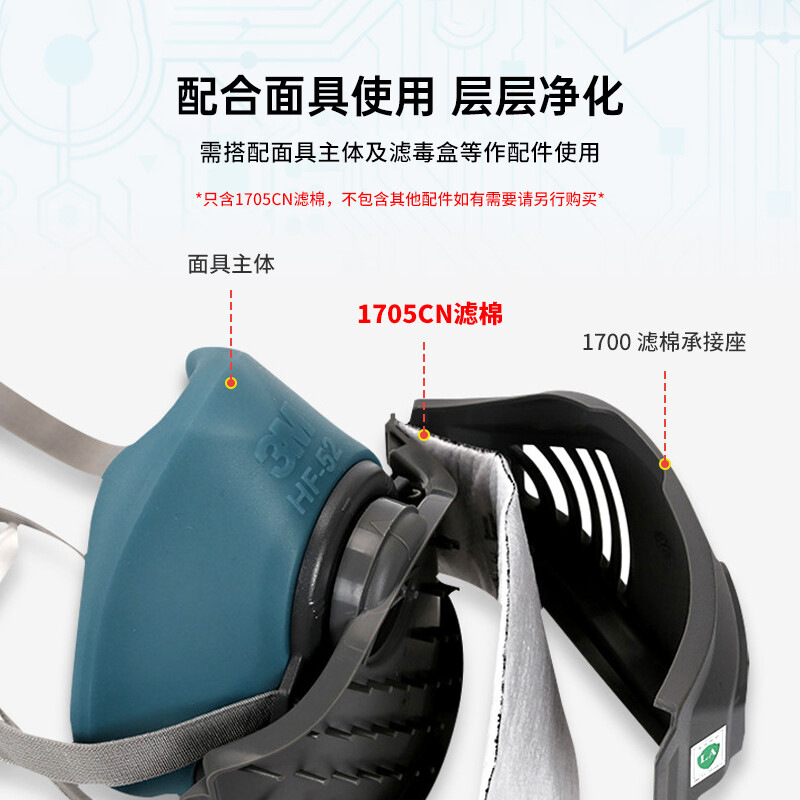 3M suministros de protección industrial Polvo granular 1705CN polvo máscara filtro algodón 1211 máscara filtro algodón