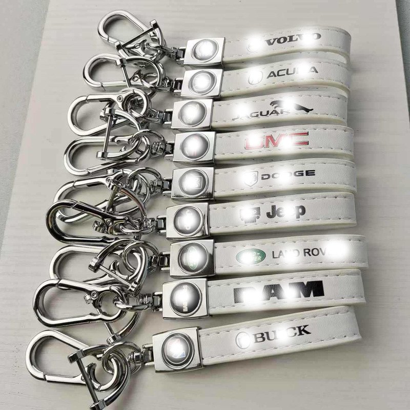 Cross-Border Car Keychain with Logo, High-End Men's Keychain Pendant Made of Lambskin, Factory Wholesale