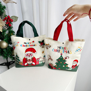 New Export Spot Christmas Gift Bag Gift Bag Cartoon Santa Claus Snowman Handbag Canvas Bag