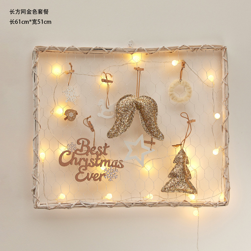 Decoraciones de Navidad transfronterizas de madera, diseño de lámparas de pared domésticas de Navidad, colgantes de material DIY, paquetes de viento creativos