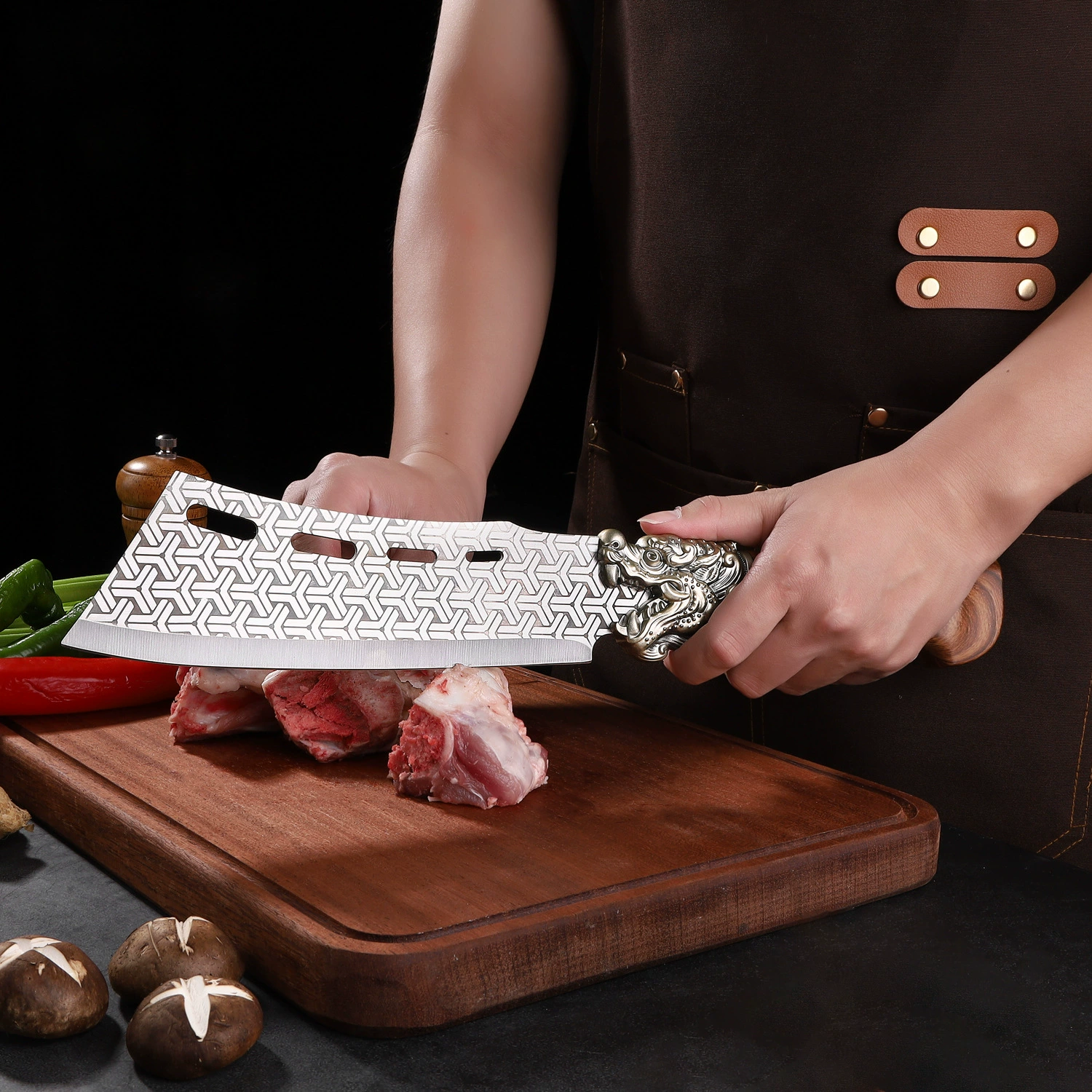 Cut the bone knife home cut meat and cut vegetables, chopped bones, cut firewood knife Longquan kitchen knife, sharp thickened kitchen cutting bone knife