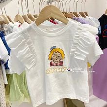 【純棉】韓版童2022夏季女童洋氣卡通印花T恤兒童打底衫圓領上衣